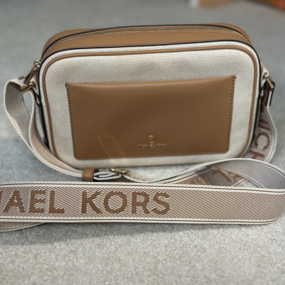 Michael Kors Tan and Cream Crossbody Bag